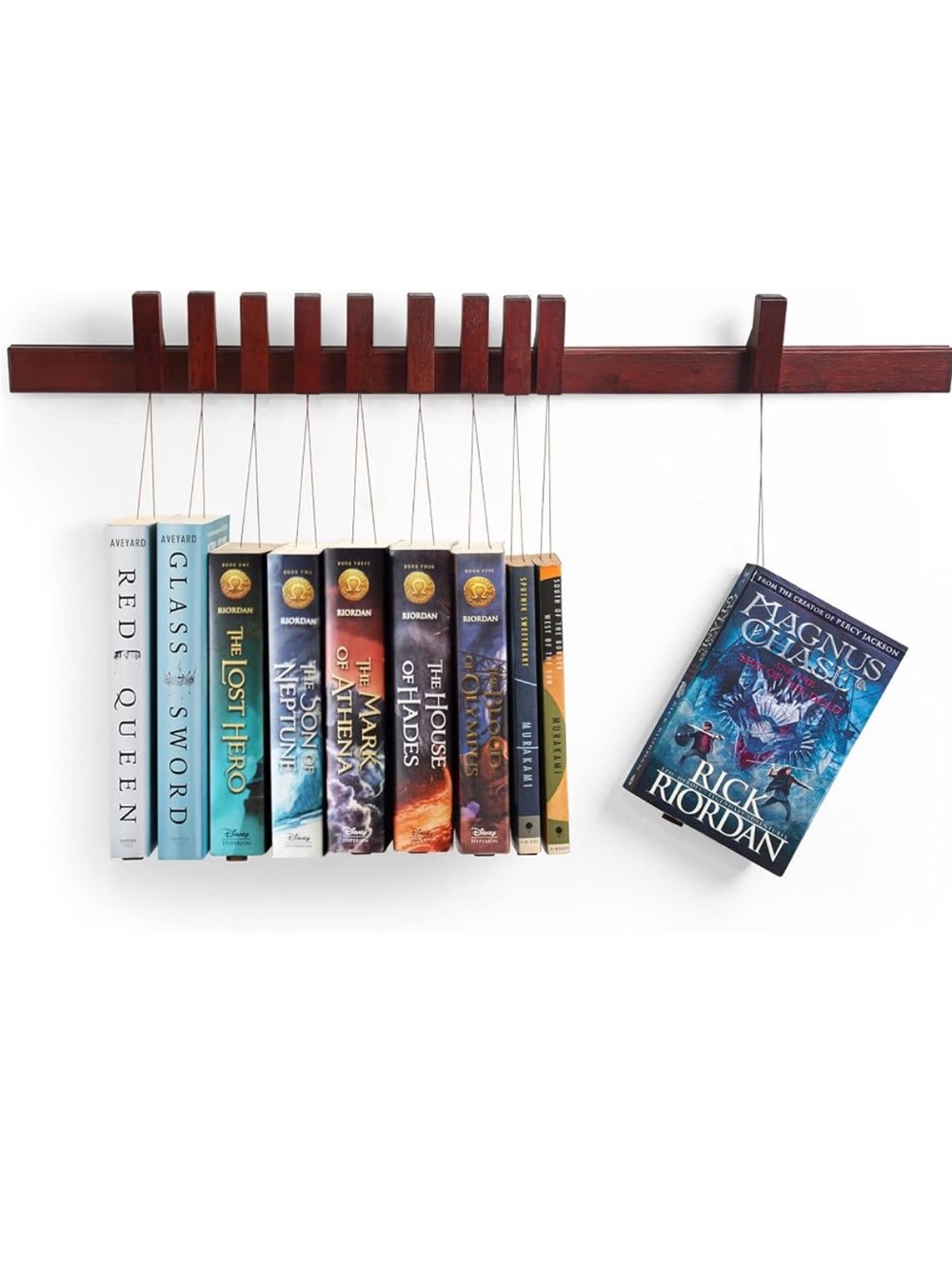 New Open Box Floating Bookshelf for Wall, Expandable Hardwood Book Shelf, Dark,
